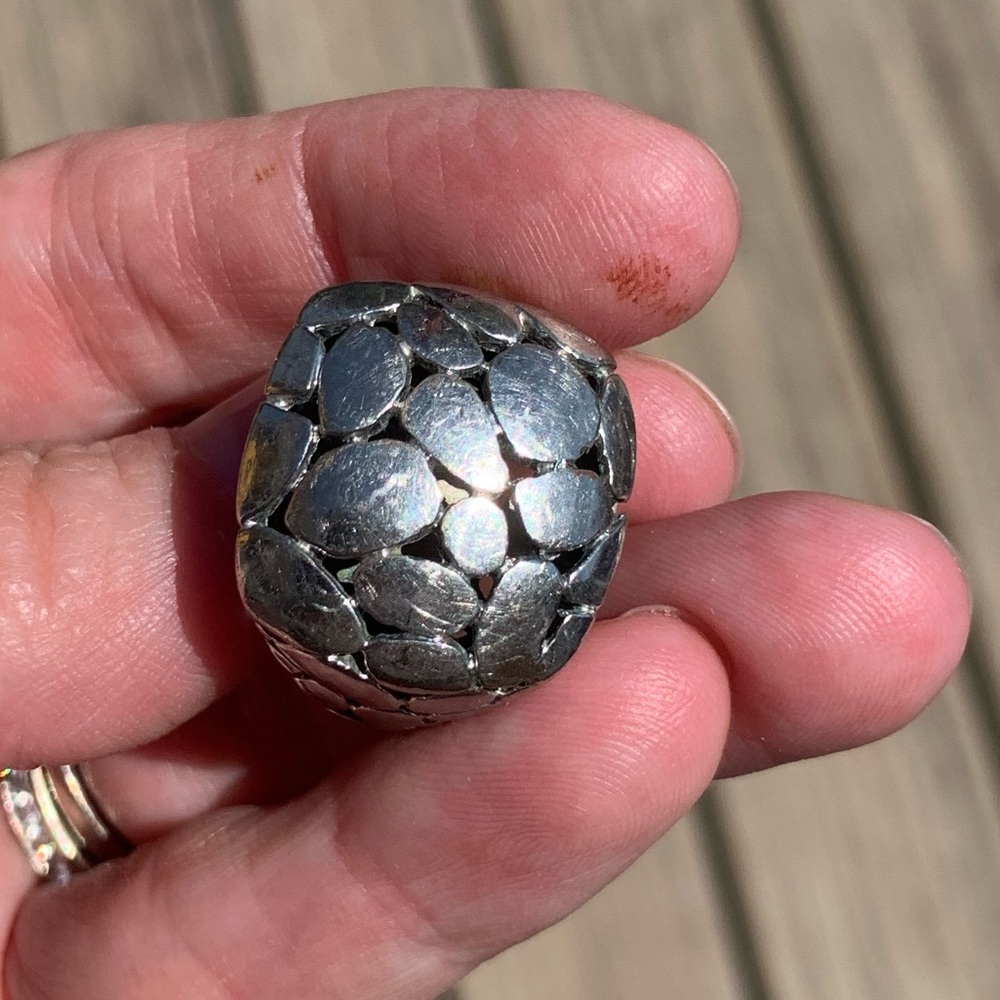 Signed Silver Cocktail Ring Statement Filigree - image 4